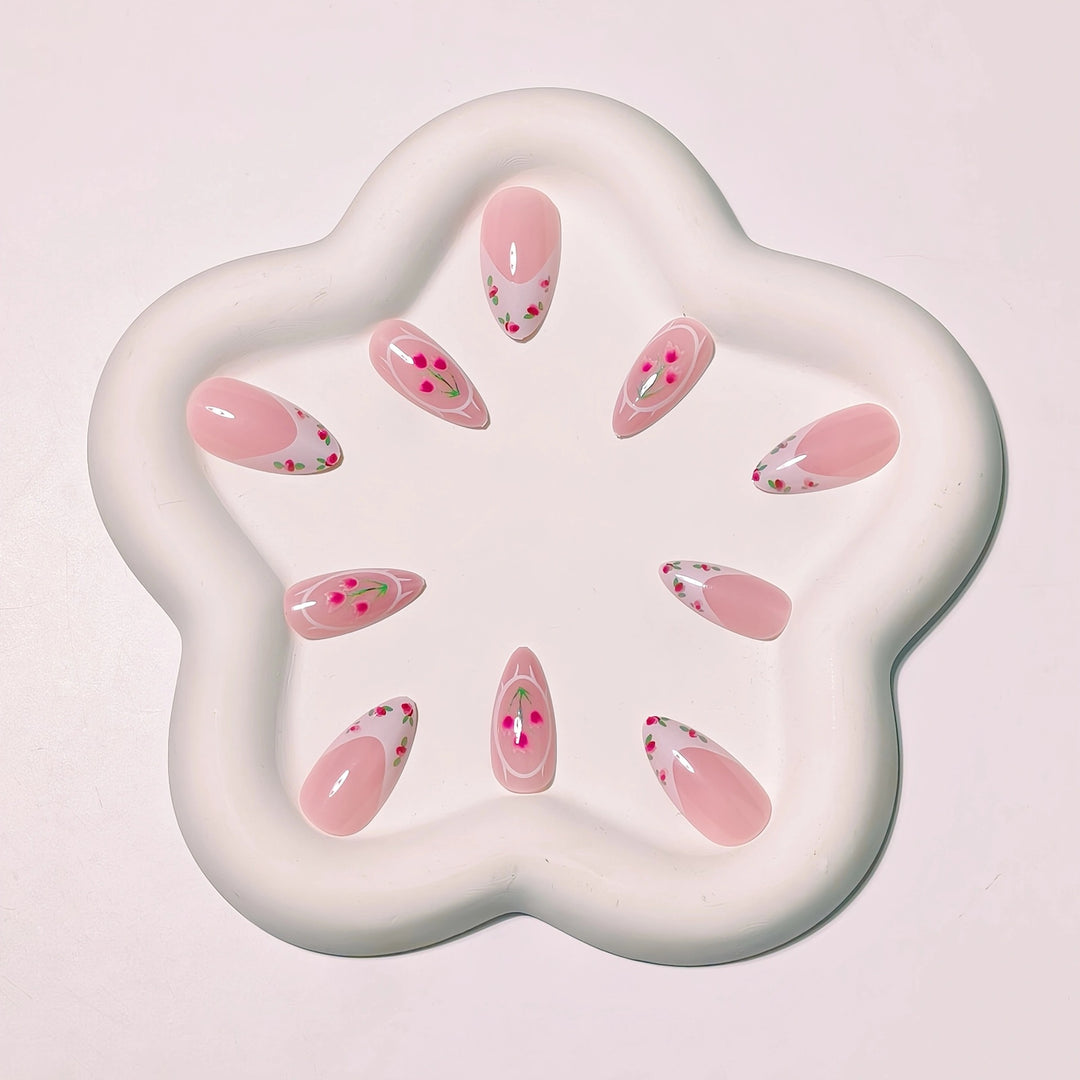 Florales Kunst Französische Spitze Nageldesign