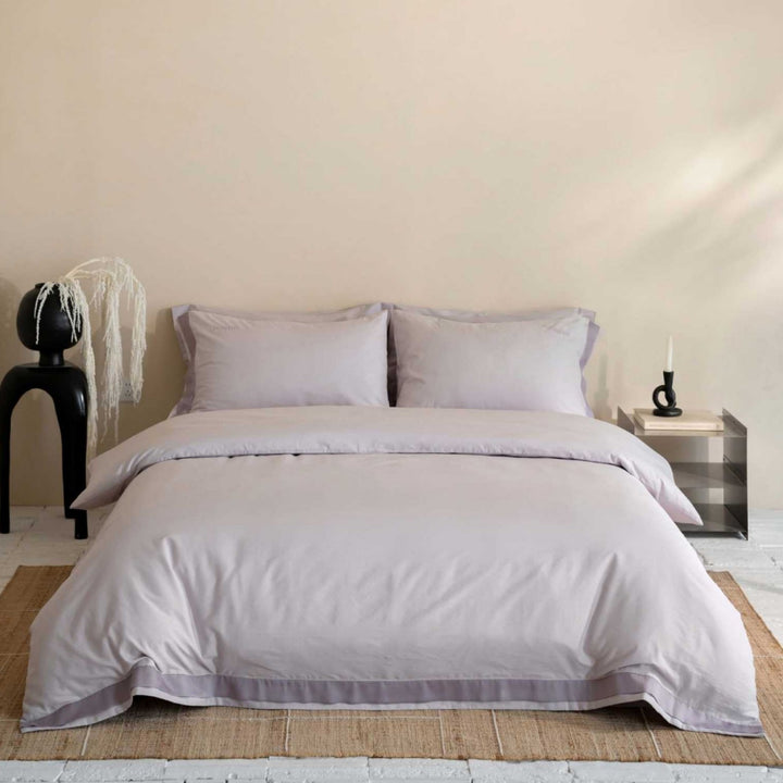 Baumwoll-Satin Bettwäsche Set mit kontrastierendem Saum und Oxford-Kissenbezügen