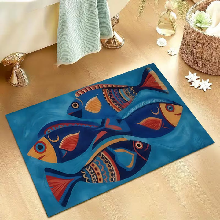 Flauschige Cartoon-Fisch-Themen-Badematte