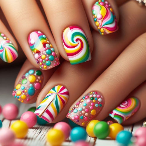 Künstlerisches Candy Swirl Nagelkunst-Set