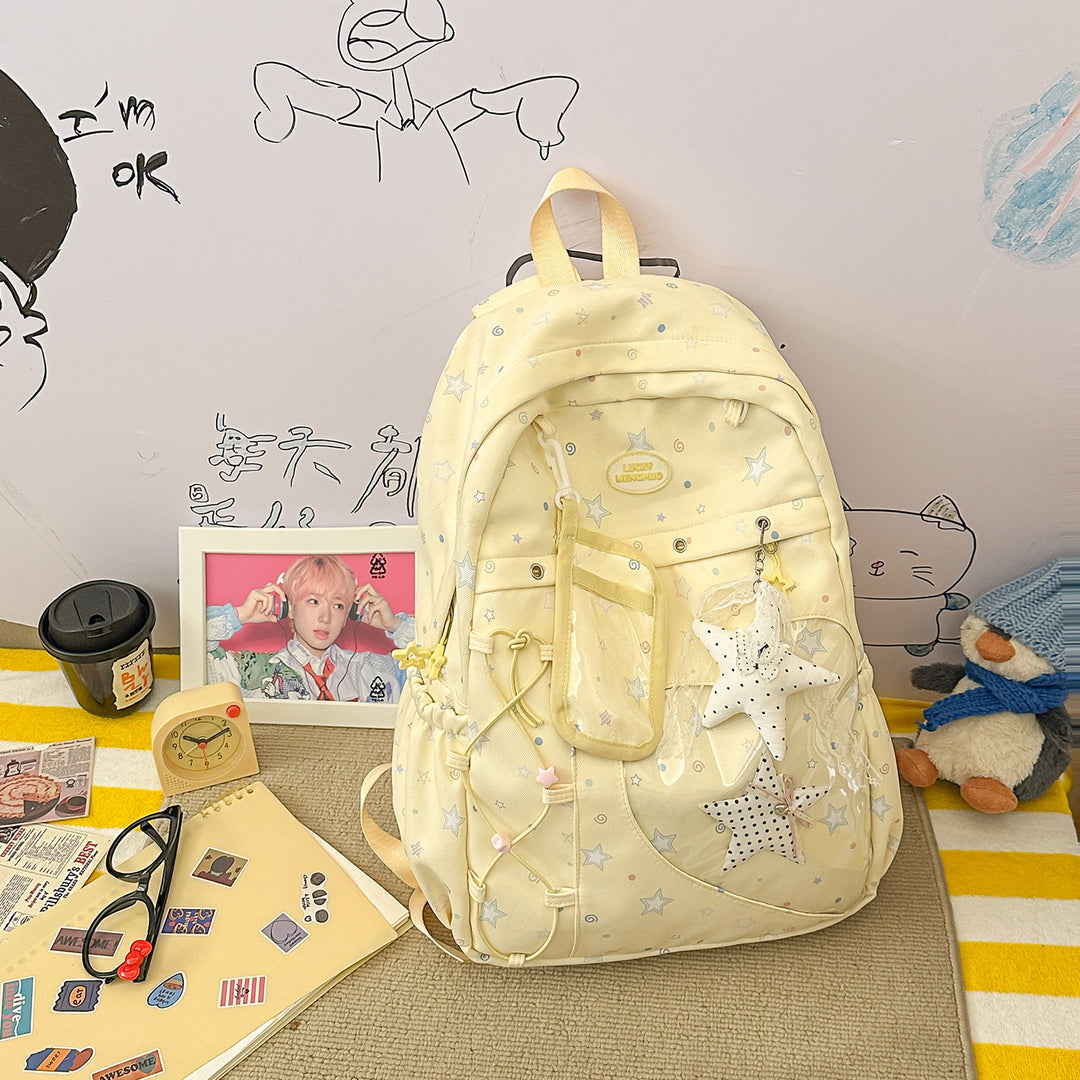 Stylische Multi-Taschen Stern-Applikation Rucksack Karnz