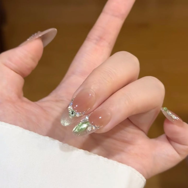 Elegante Strass Akzent Press-On Nagelverlängerungen