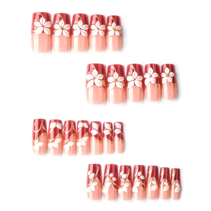 Floral Decorative Press-On Nail Art Set