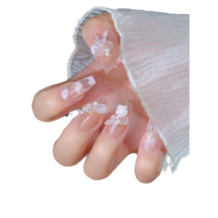 Eleganter Floral Press-On Nagelset Karnz