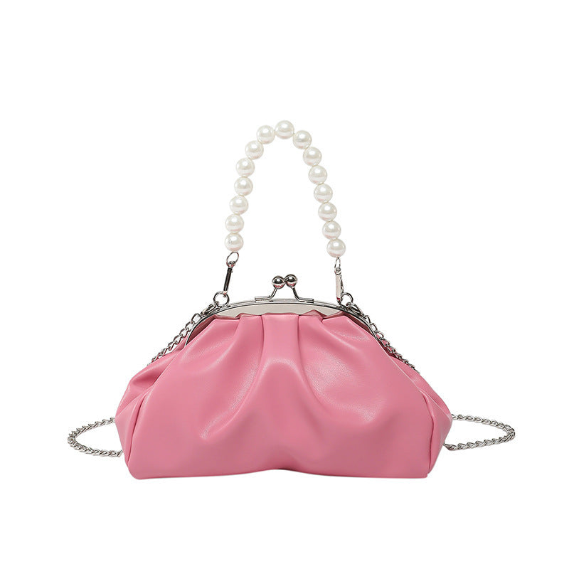 Elegante Clutch-Handtasche mit Perlenkette Karnz