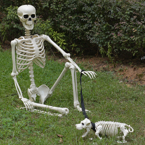 Dekoratives Skelett Hund und Mensch Figurenset Karnz