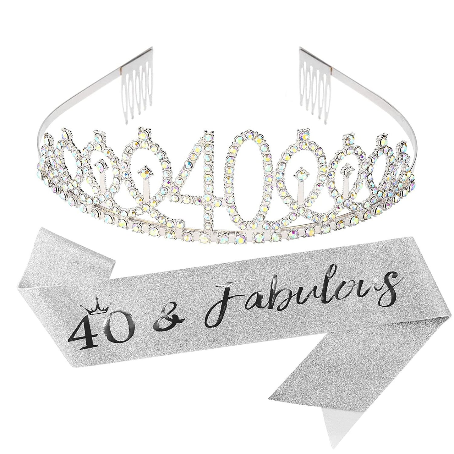 Damen Glitzernde Tiara mit personalisiertem 80. Geburtstagsschriftzug Karnz