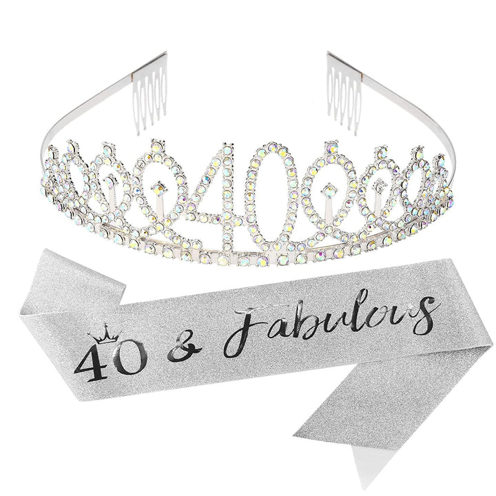 Damen Glitzernde Tiara mit personalisiertem 80. Geburtstagsschriftzug Karnz