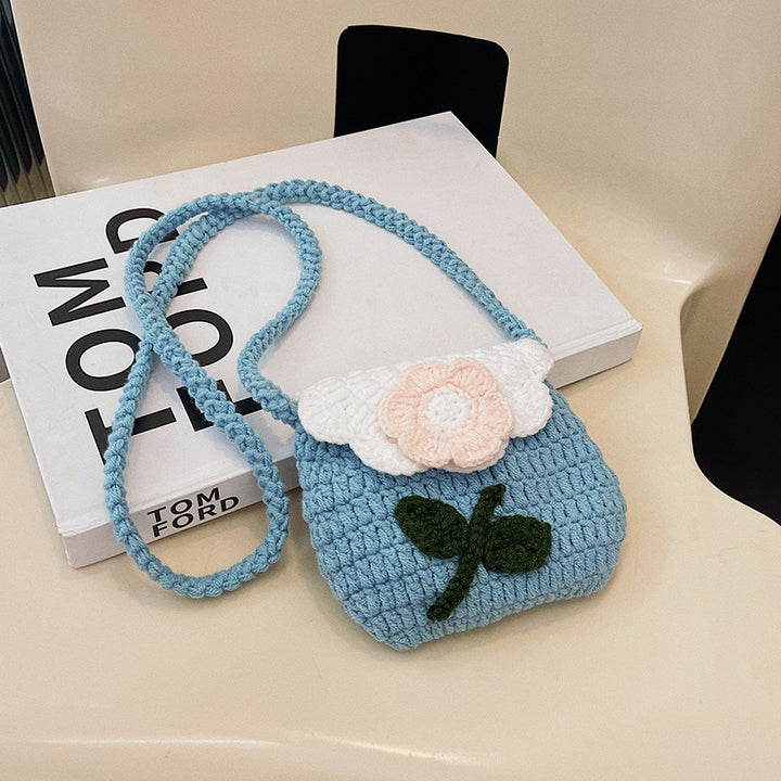 Blumenmuster Häkel Mini Tasche