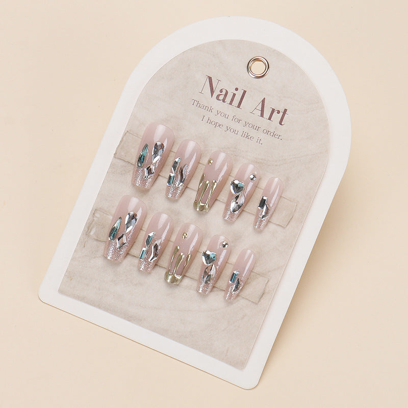 Dekorative mit Rhinestones verzierte Press-On Nagelkunst Karnz