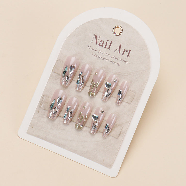 Dekorative mit Rhinestones verzierte Press-On Nagelkunst Karnz