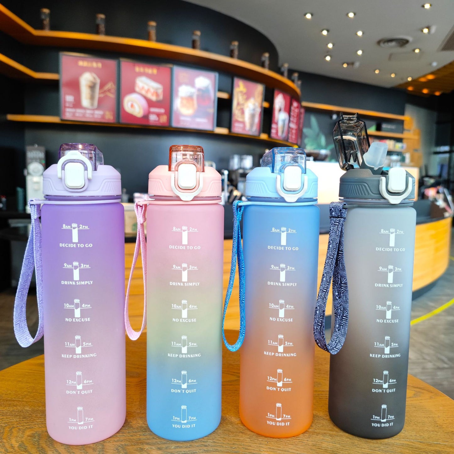 Damen Motivations-Trinkflasche mit Zeitmarkierungen Karnz