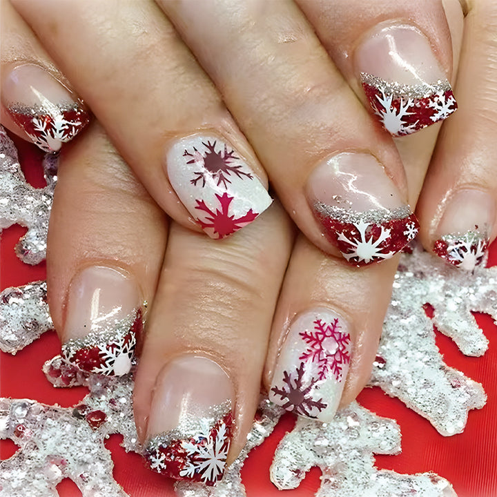 Schneeflocken-Muster Glitter Gel Nagelkunst Set Karnz