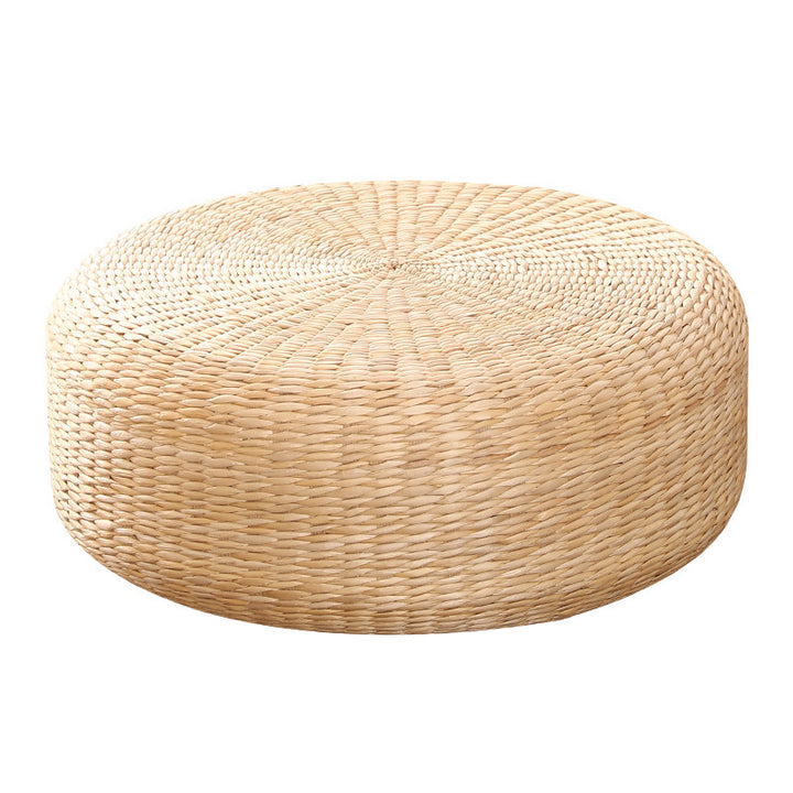 Eleganter Runder Pouf Aus Naturmaterialien Karnz
