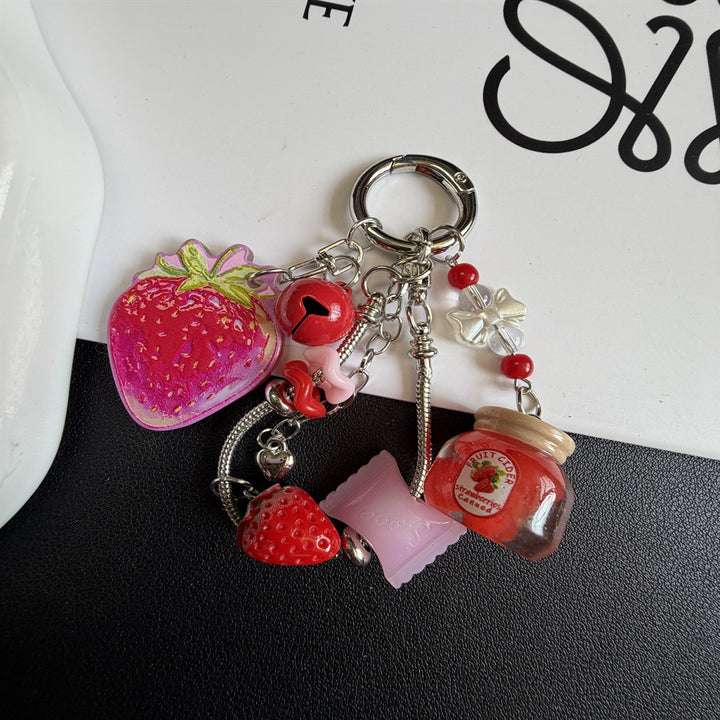 Dekorativer Erdbeer-Themen Charm Schlüsselanhänger Karnz