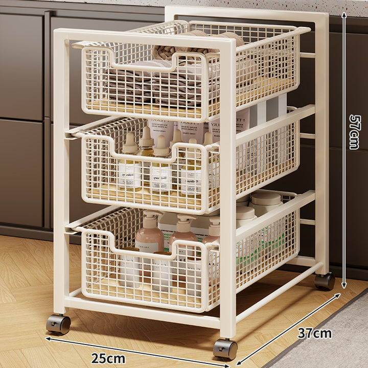 Unter-Schrank Gleitender Drei-Ebenen Mesh Korb Organizer mit Abnehmbaren Behältern