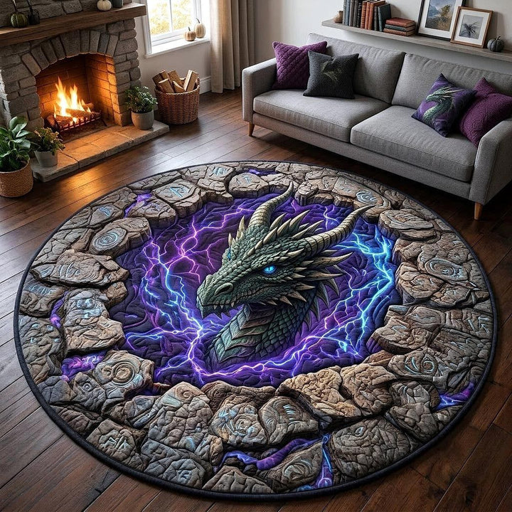 3D Drachenmotiv Projektions runder Teppich