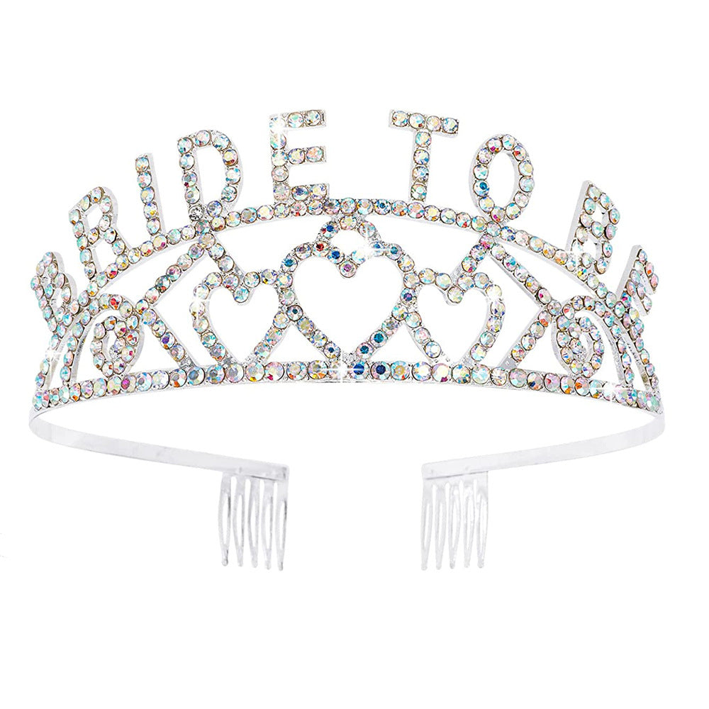 Damen Glitzernde Tiara mit Herzmotiven Karnz
