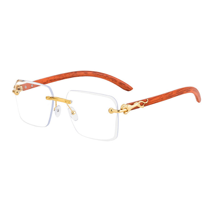 Damen Modische Quadratische Sonnenbrille mit eleganten Holzarmen Karnz