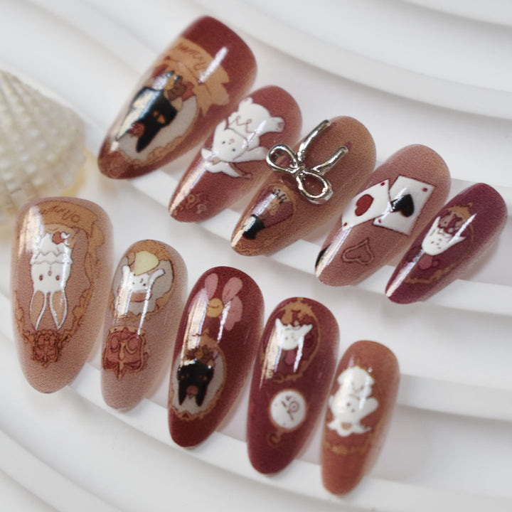 Handgemachte thematische Press-On-Nagelkunst Karnz