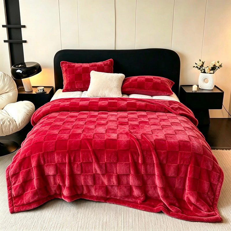 Strukturiert Patchwork Fleece Decke Karnz