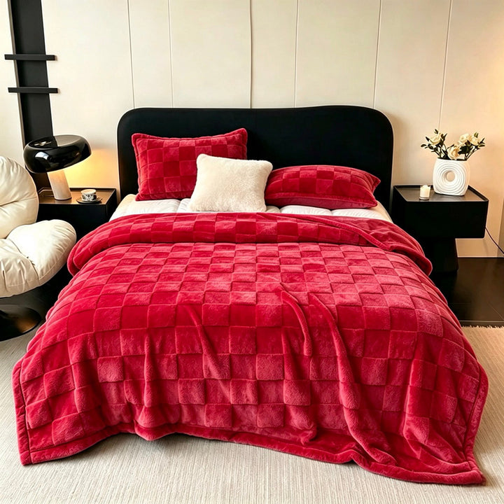 Strukturiert Patchwork Fleece Decke Karnz