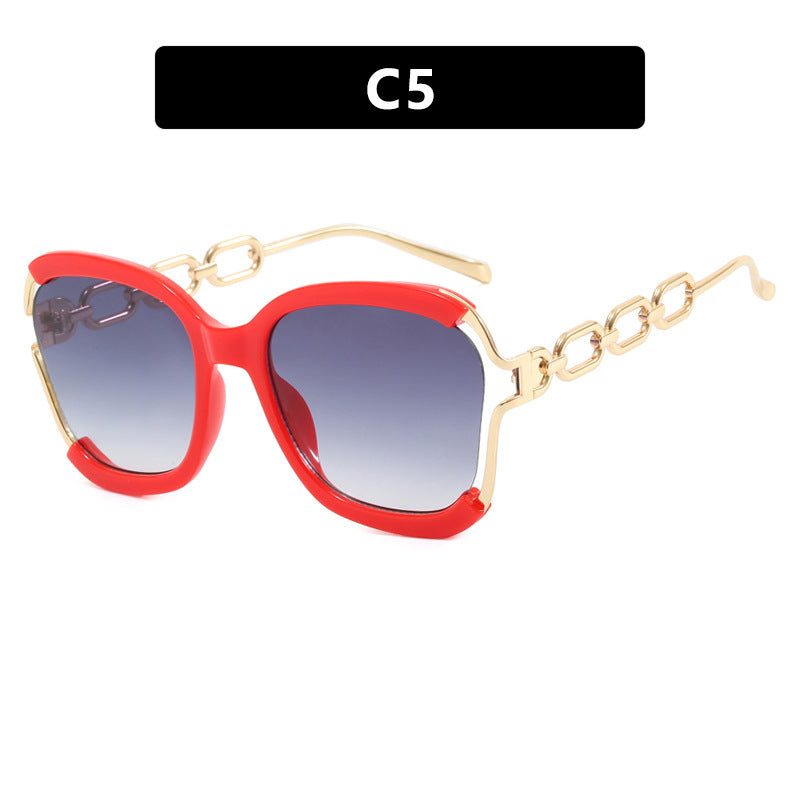 Damen modische Sonnenbrille mit goldenen Kettendetails Karnz