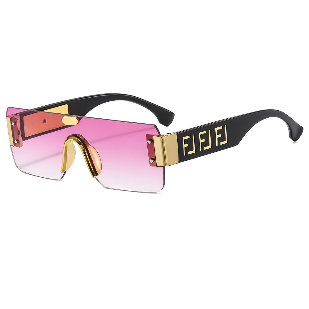 Damen futuristische Oversize-Sonnenbrille mit Metall-Details Karnz