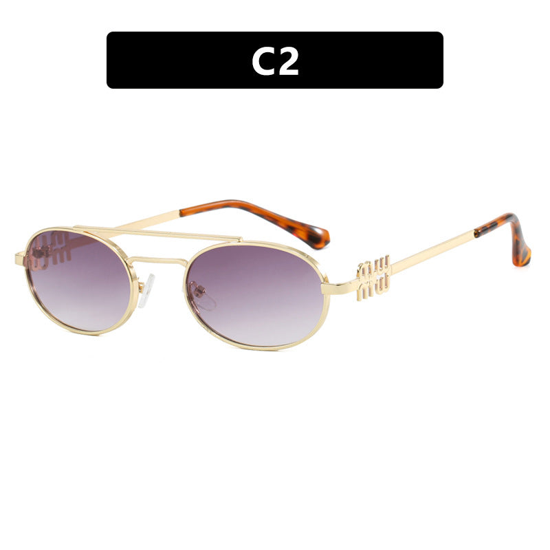 Damen elegante ovale Sonnenbrille mit luxuriösem Metallrahmen Karnz