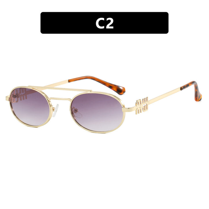 Damen elegante ovale Sonnenbrille mit luxuriösem Metallrahmen Karnz