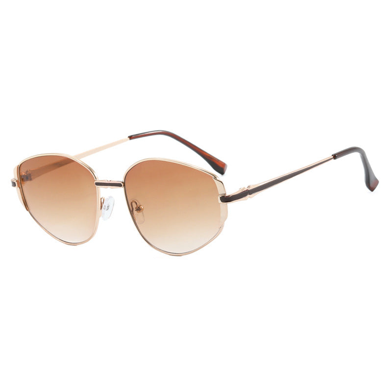 Damen moderne geometrische Sonnenbrille mit stilvollem Metallrahmen Karnz