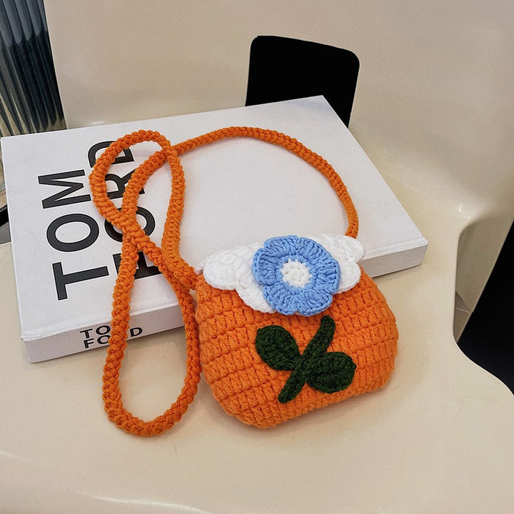 Blumenmuster Häkel Mini Tasche