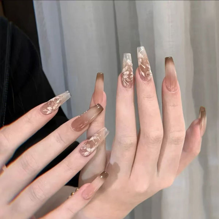 Floral Ombre Press-On Nagelset Karnz