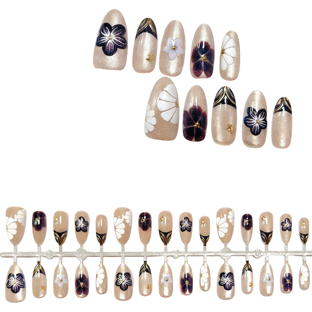 Künstlerisches Floral Press-On Nagel Set  1791645794