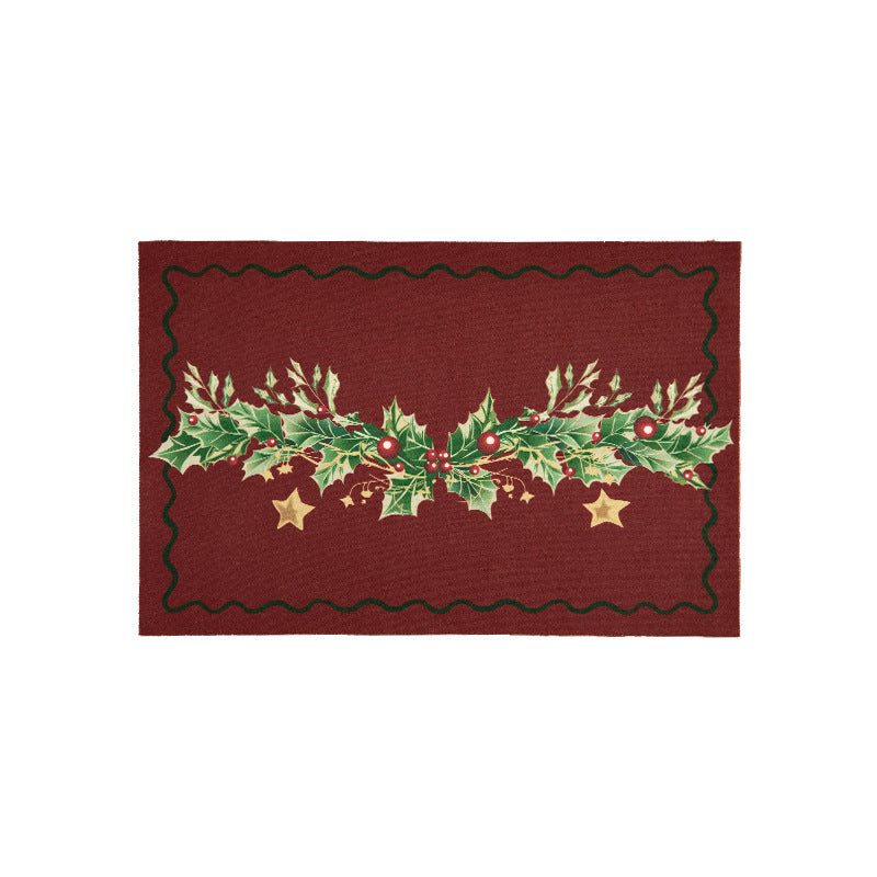 Weihnachts-Fußmatte mit Schriftzug und Stechpalmenmotiv