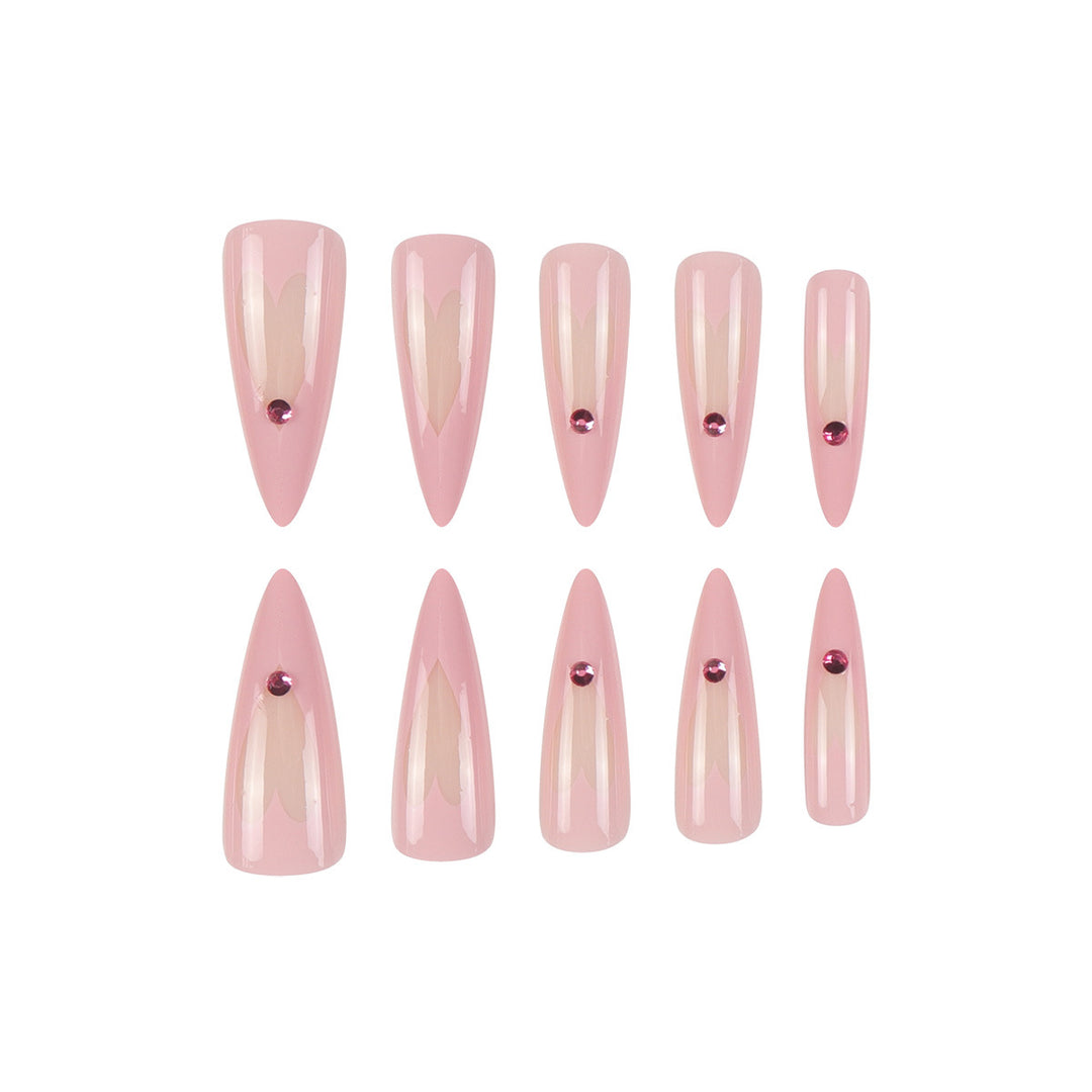 Herz-Design Stiletto Press-On Nägel Karnz