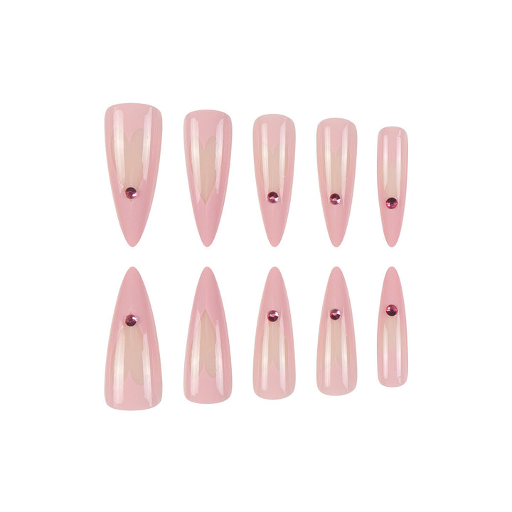 Herz-Design Stiletto Press-On Nägel Karnz