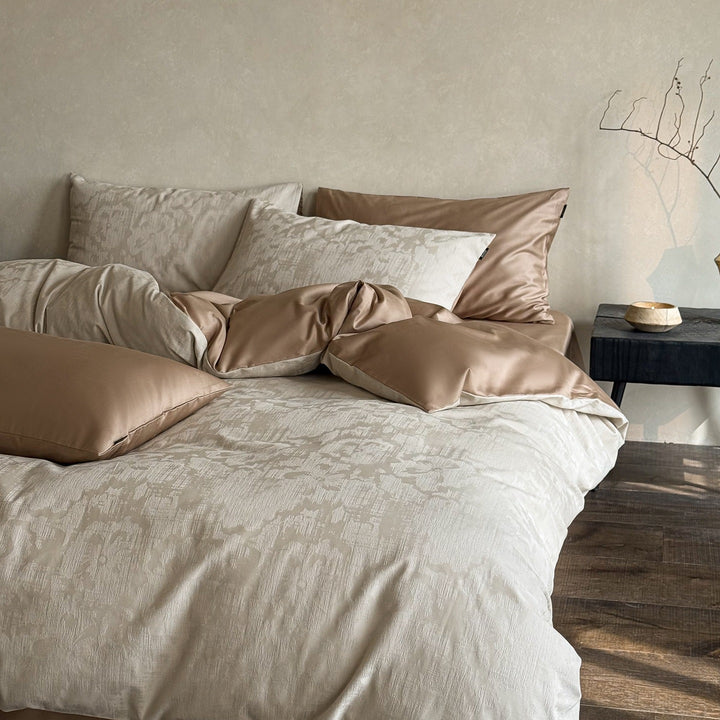 Luxus Jacquard Baumwolle Bettbezugset mit Satin Kissenbezügen