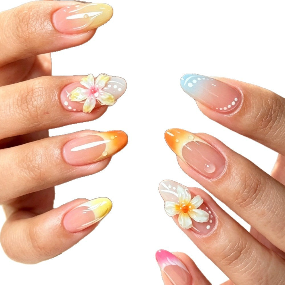 Floral- und Ombre-Press-On-Nagelkunst-Set Karnz