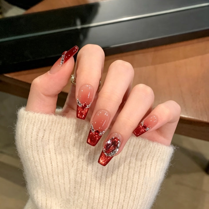 Luxuriös Glitzerndes Press-On Nagelset Karnz