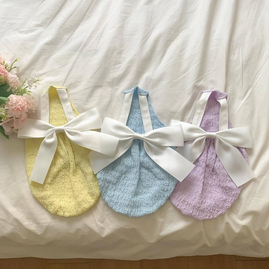 Säuglings Smocked Halter Einteiler mit Übergroßer Schleife Rücken