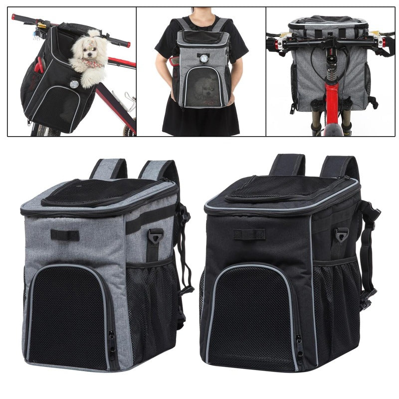 Vorne montierte Haustiertrage Fahrrad-Tasche mit sicherer Leine Atmungsaktives Mesh Gepolsterter Boden Reflektierender Rand Karnz
