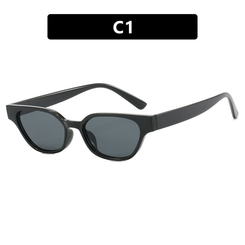 Damen modische Sonnenbrille mit geschwungenem Rahmen und braunen Gläsern Karnz