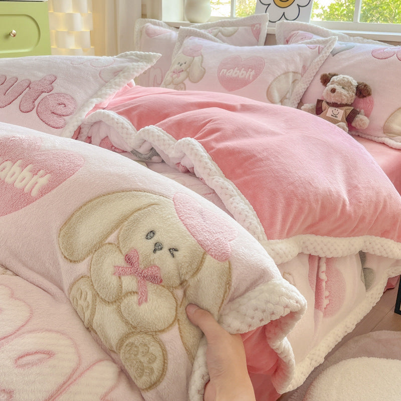 Cartoon Tier Plüsch Comforter Set