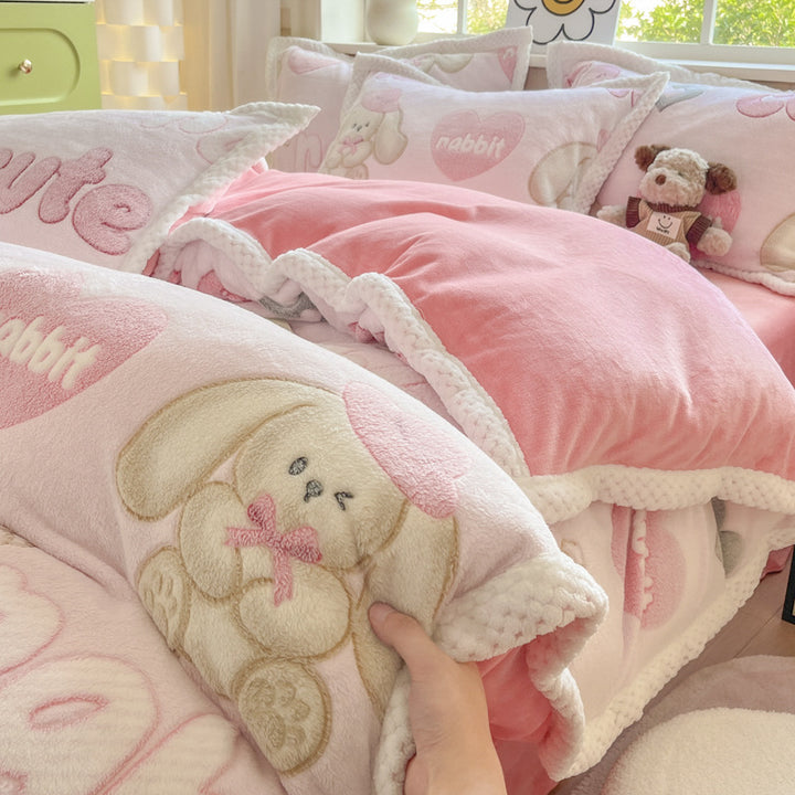 Cartoon Tier Plüsch Comforter Set