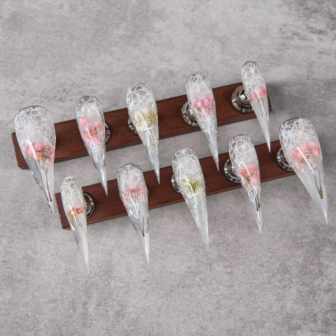 Floral Design Stiletto Press-On Nails