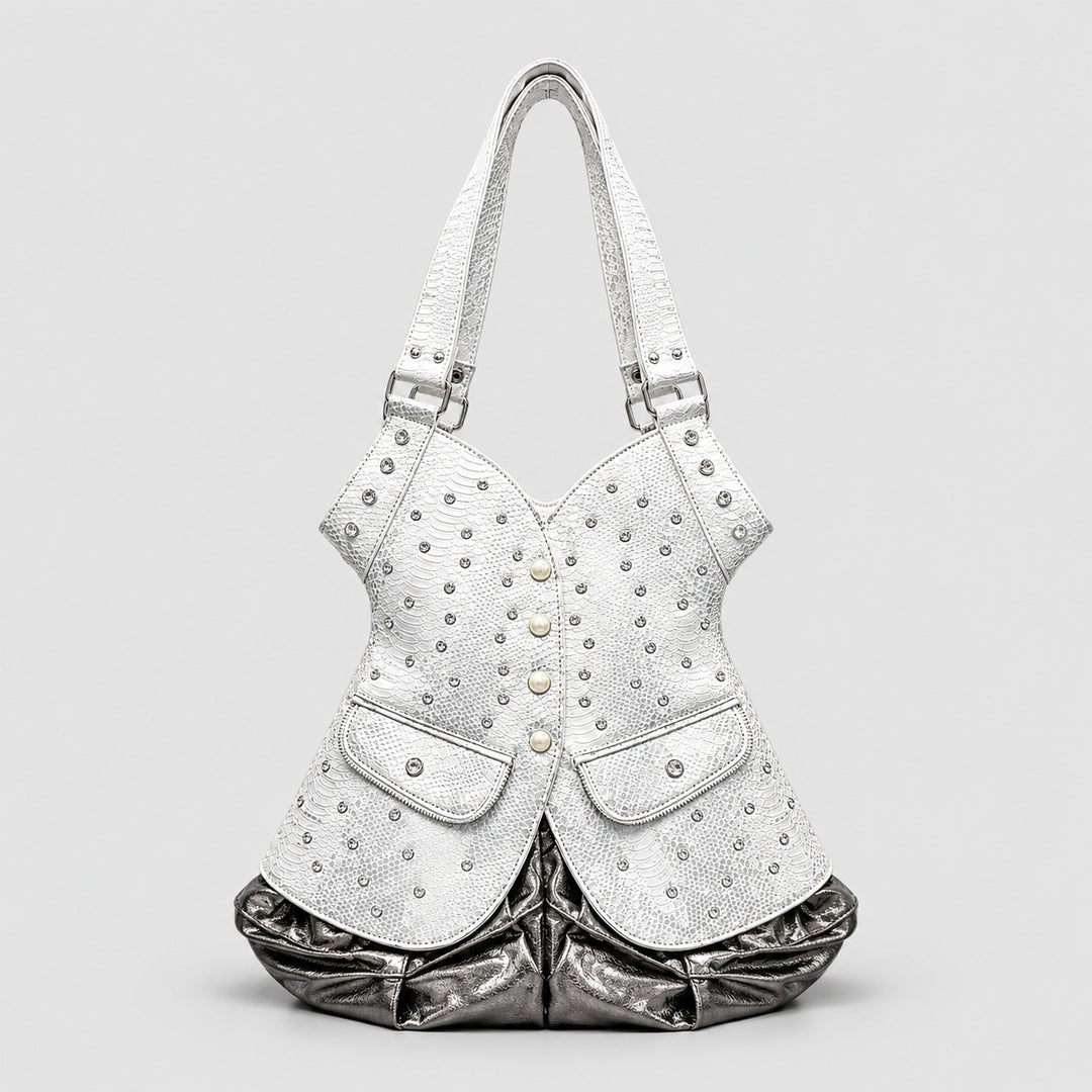 Nieten-Krokodil-Prägeleder-Handtasche