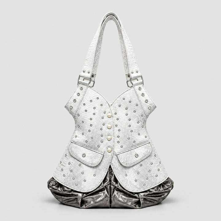 Nieten-Krokodil-Prägeleder-Handtasche
