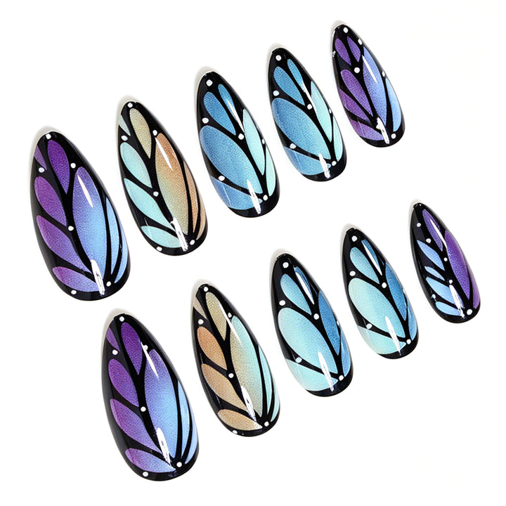 Künstlerisches Stiletto-Nailart-Set mit Blattmustern Karnz