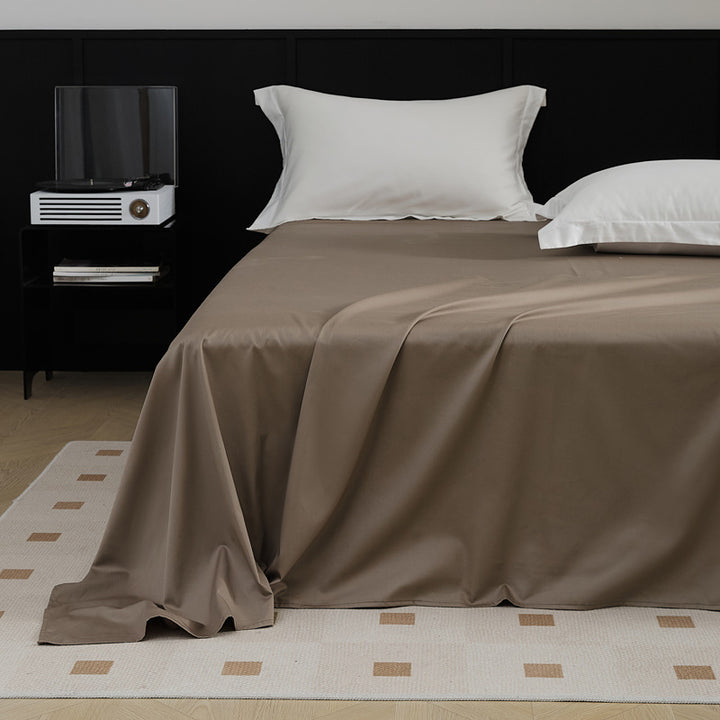 Glattes Bettlaken-Set aus Baumwollsatin mit edlem Fall